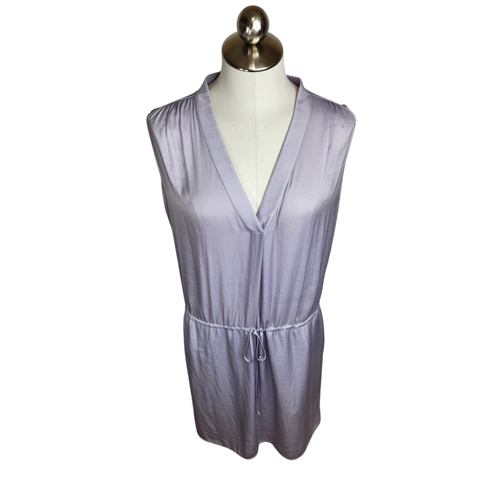 Vince Dress Women Medium Lavender Purple V-Neck Drawstring Waist Sleeveless‎